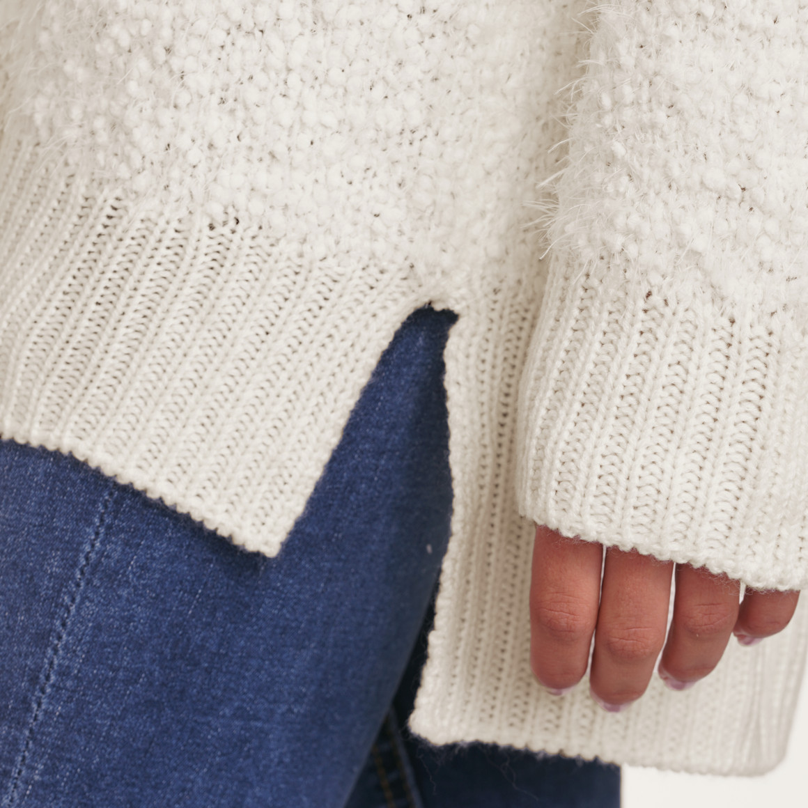 Gina Damen Strickpullover mit Noppengarn cremeweiss