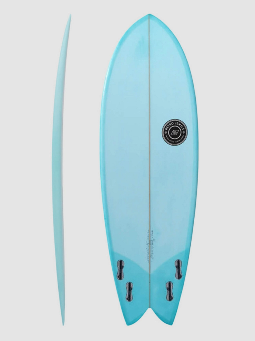 TwinsBros Enjoy Quad FCS2 Surfboard resin tint light blue