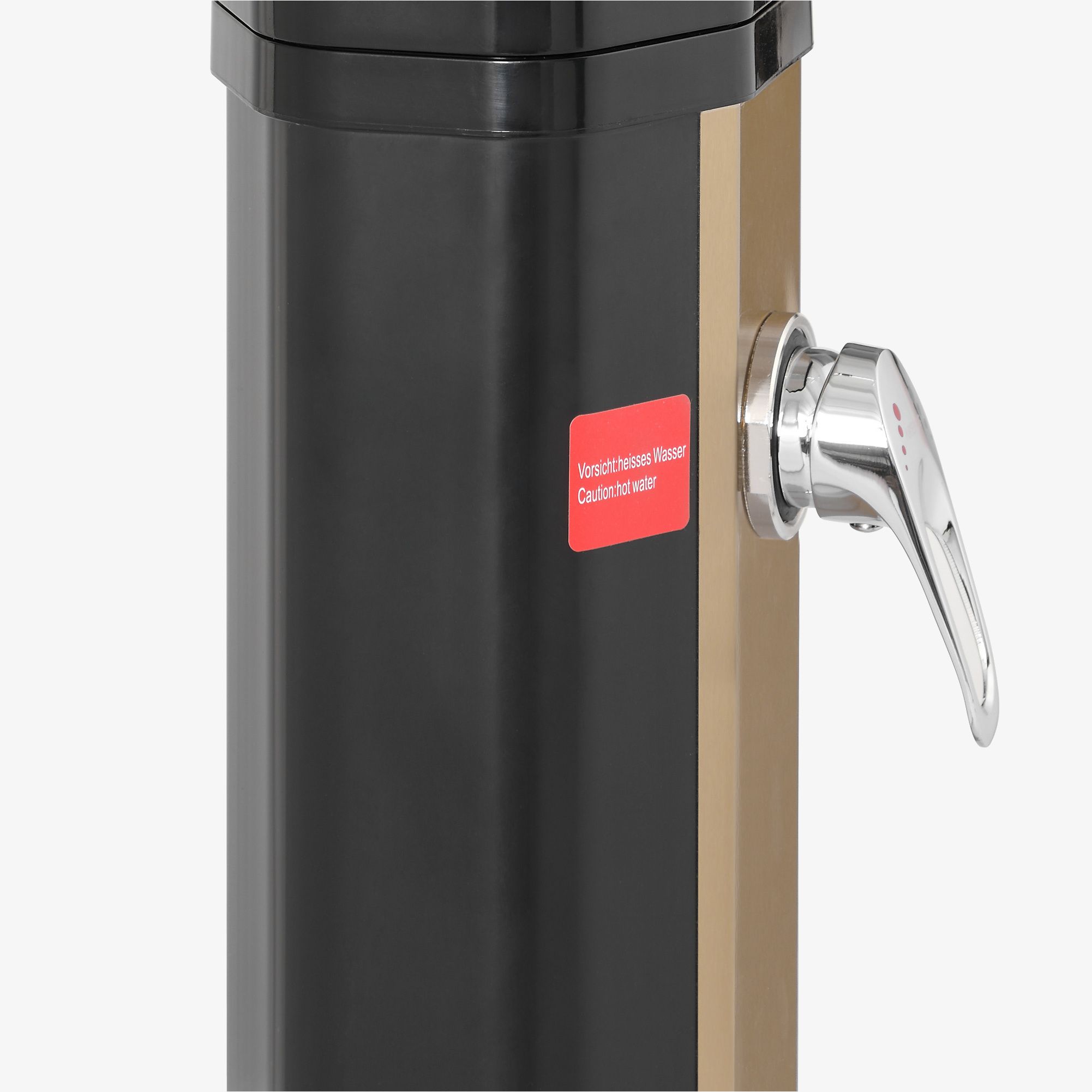Solardusche 35L Schwarz golden mit Bodenplatte Anthrazit
