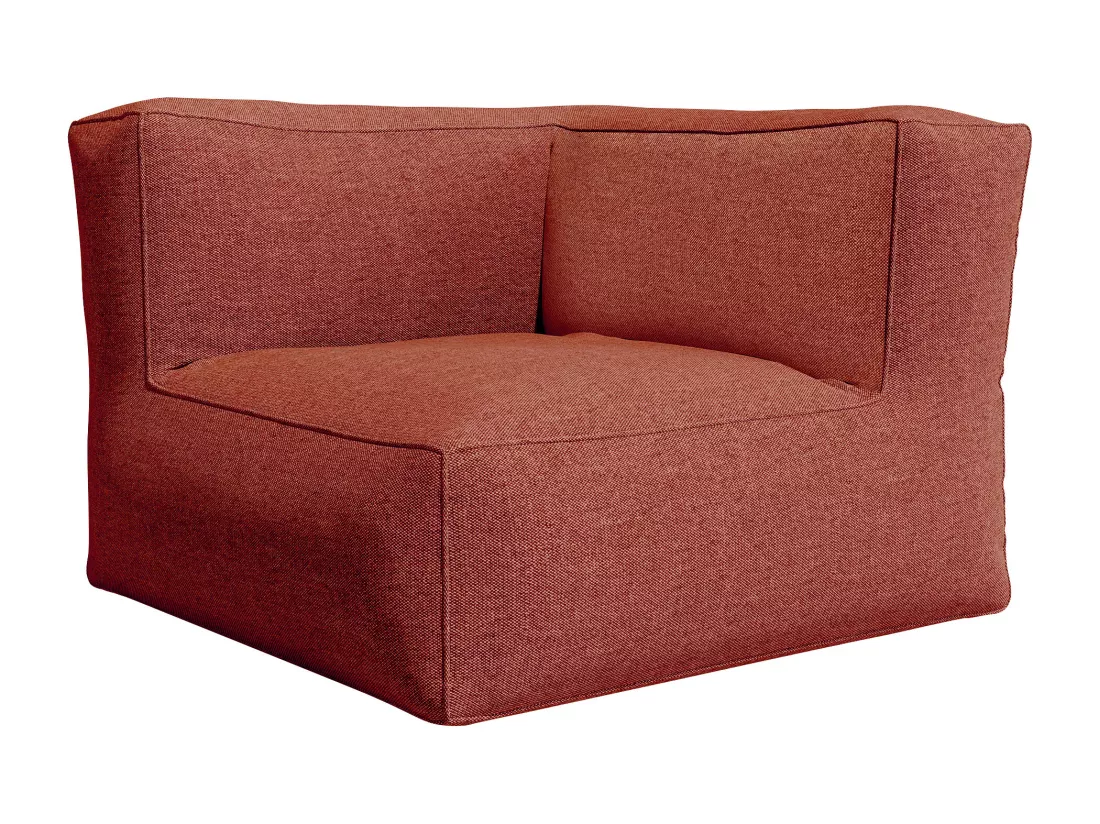 Salon de jardin en tissu 5 places : 1 canapé, 1 fauteuil, 1 angle et 1 pouf - Terracotta - NOUMARA de MYLIA
