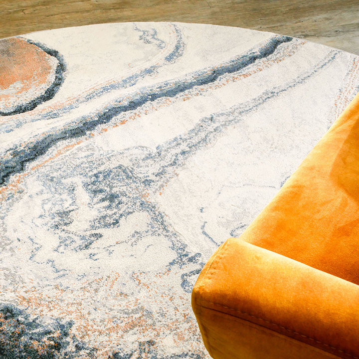 Rond modern vloerkleed - Aspen Blauw 8656 | Zacht