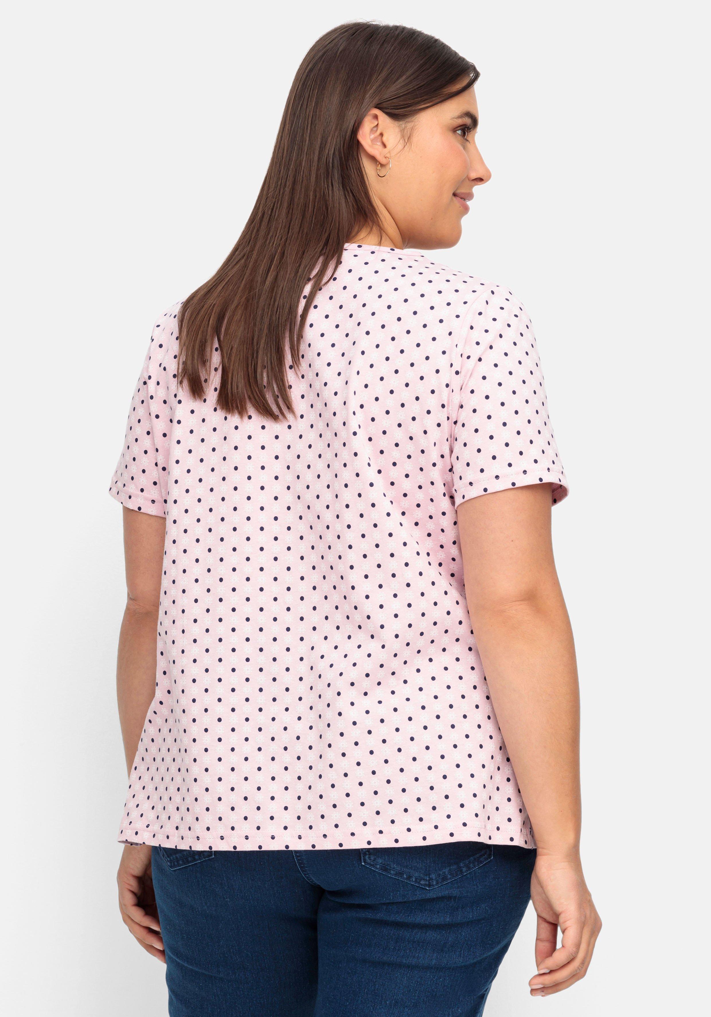Shirt mit Falten am Ausschnitt und Minimalprint