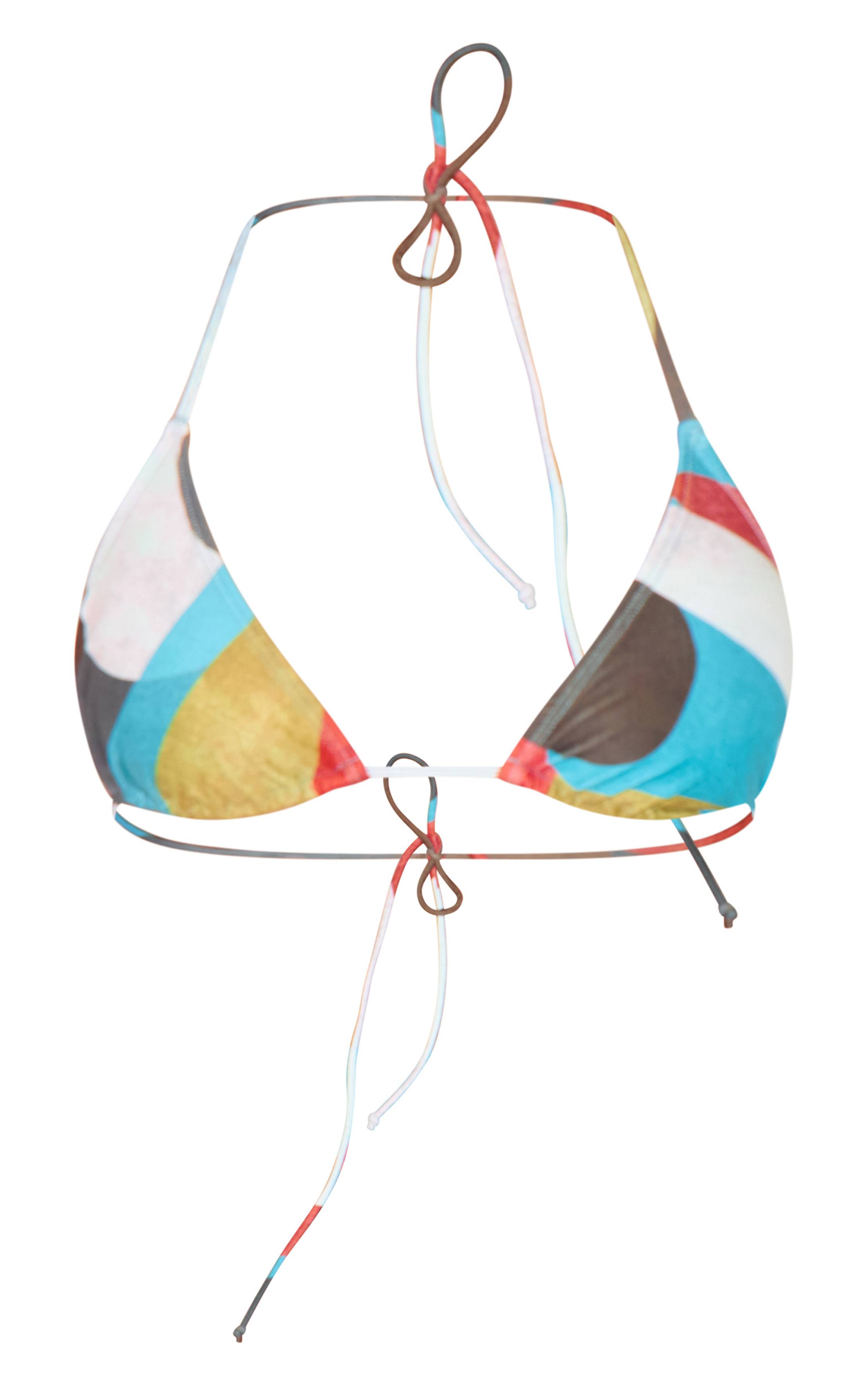 Multicolore Haut De Bikini Triangle À Imprimé Abstrait