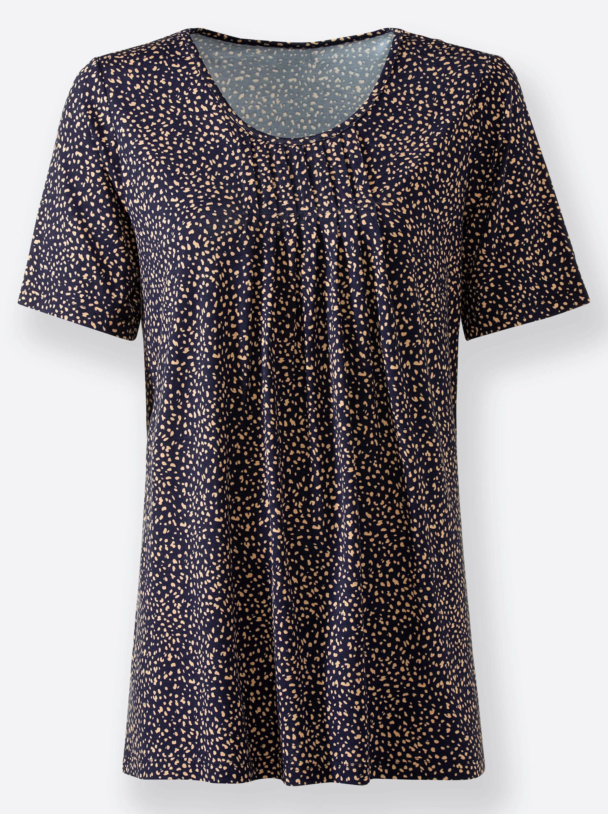 Tunikashirt in marine-camel-bedruckt