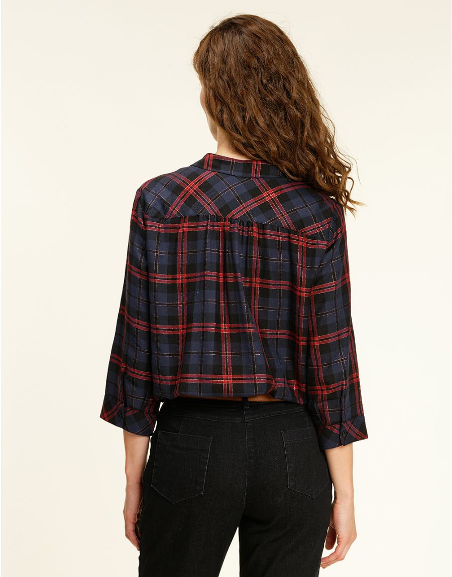 Blouse à carreaux marine