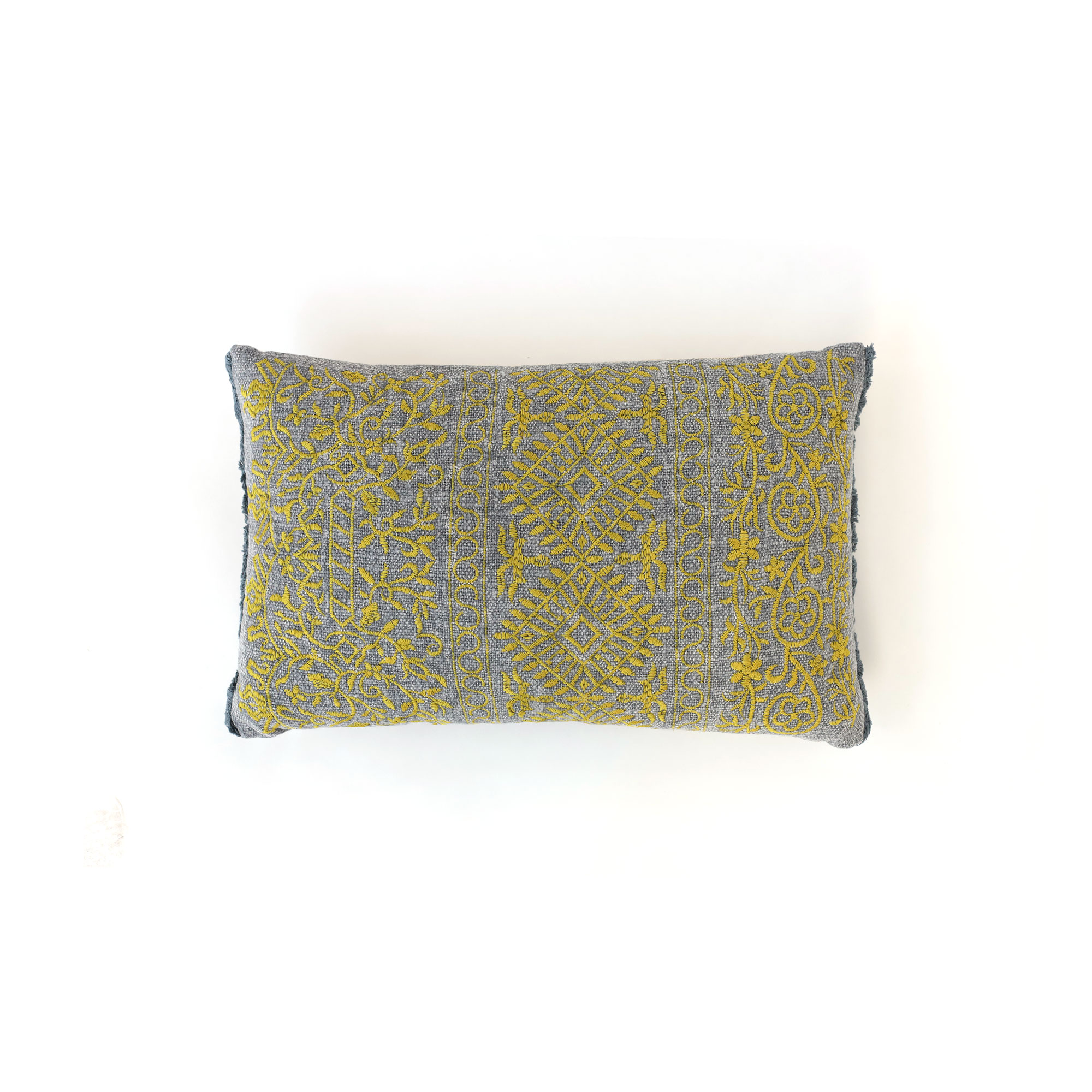 Kissen 'Kirana', grau, gelb, B 55 cm, H 35 cm von fischer's lagerhaus