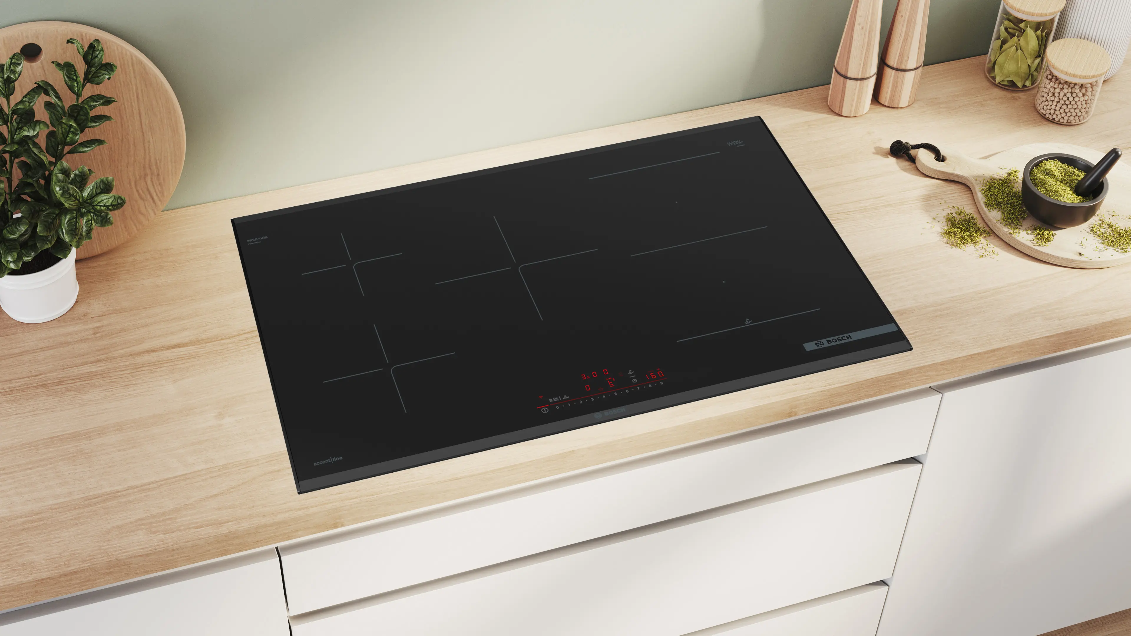 Serie 6 Inductiekookplaat 80 cm opbouwmontage met rand
