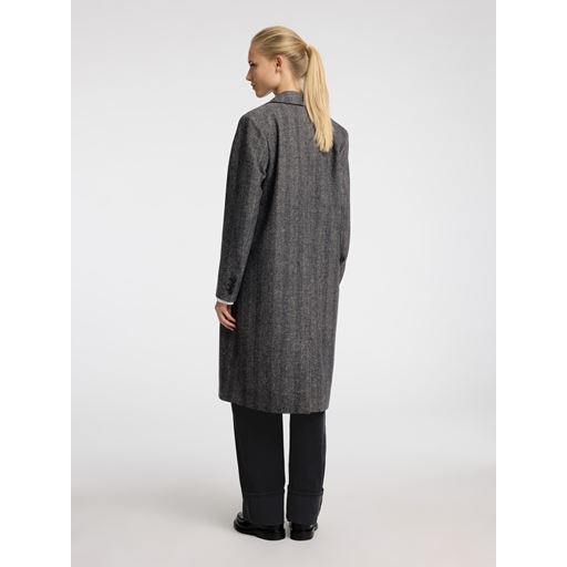 Selected Femme Alma Uldfrakke, Black Herringbone, 40