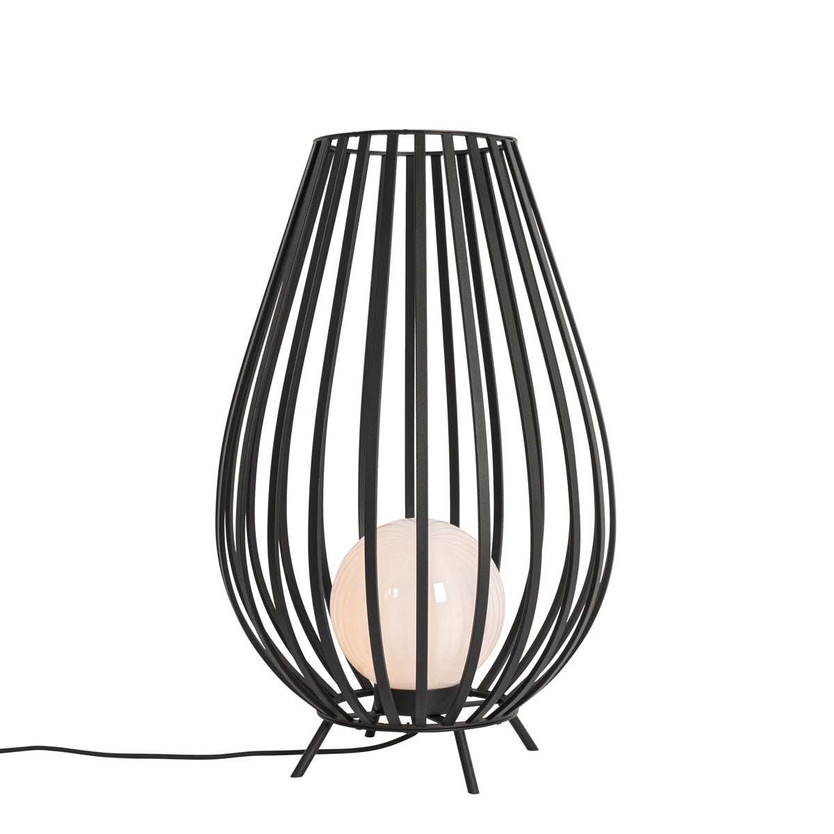 QAZQA - Design vloerlamp | Staande lamp | Lamp | Licht, zwart met opaal kap, 70 cm - Angela - Staal, rond - LED-compatibel, E27