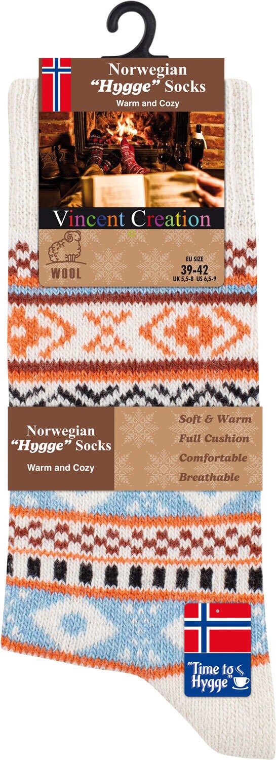 Vincent Creation® 3 Paar Bunte Norwegersocken Hygge Socken