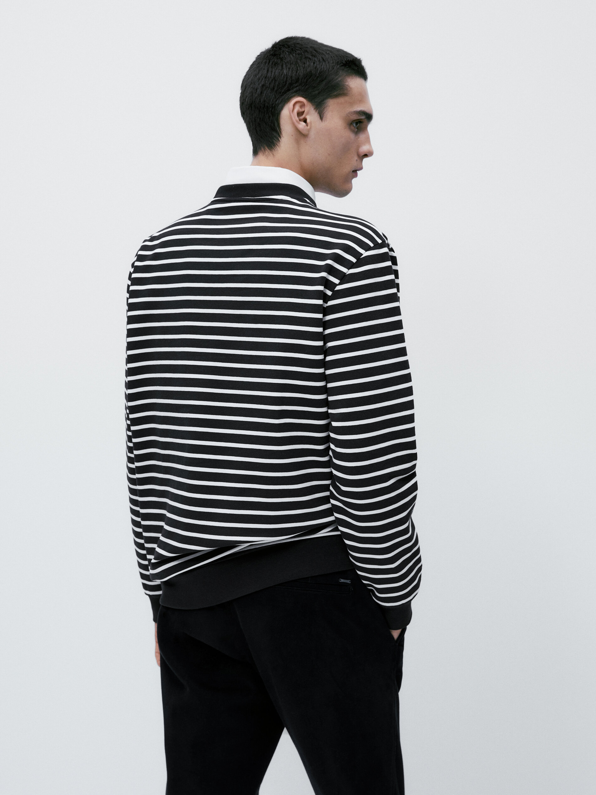 Sudadera raias mezcla algodón - AZUL MARINO