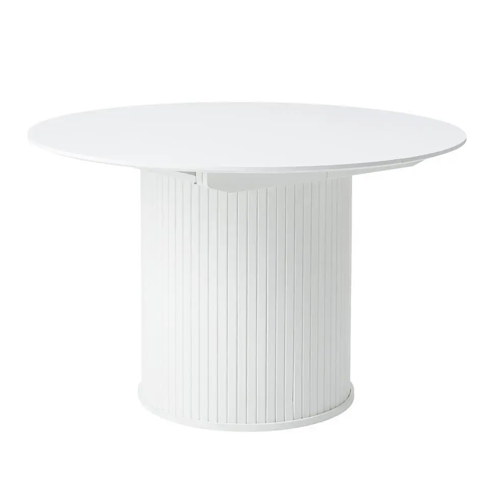 Eettafel Uitschuifbaar Wit - Ø120-167cm - Nola