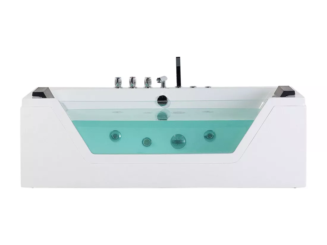 Baignoire balnéo blanche 153 x 71 cm avec LED SAMANA