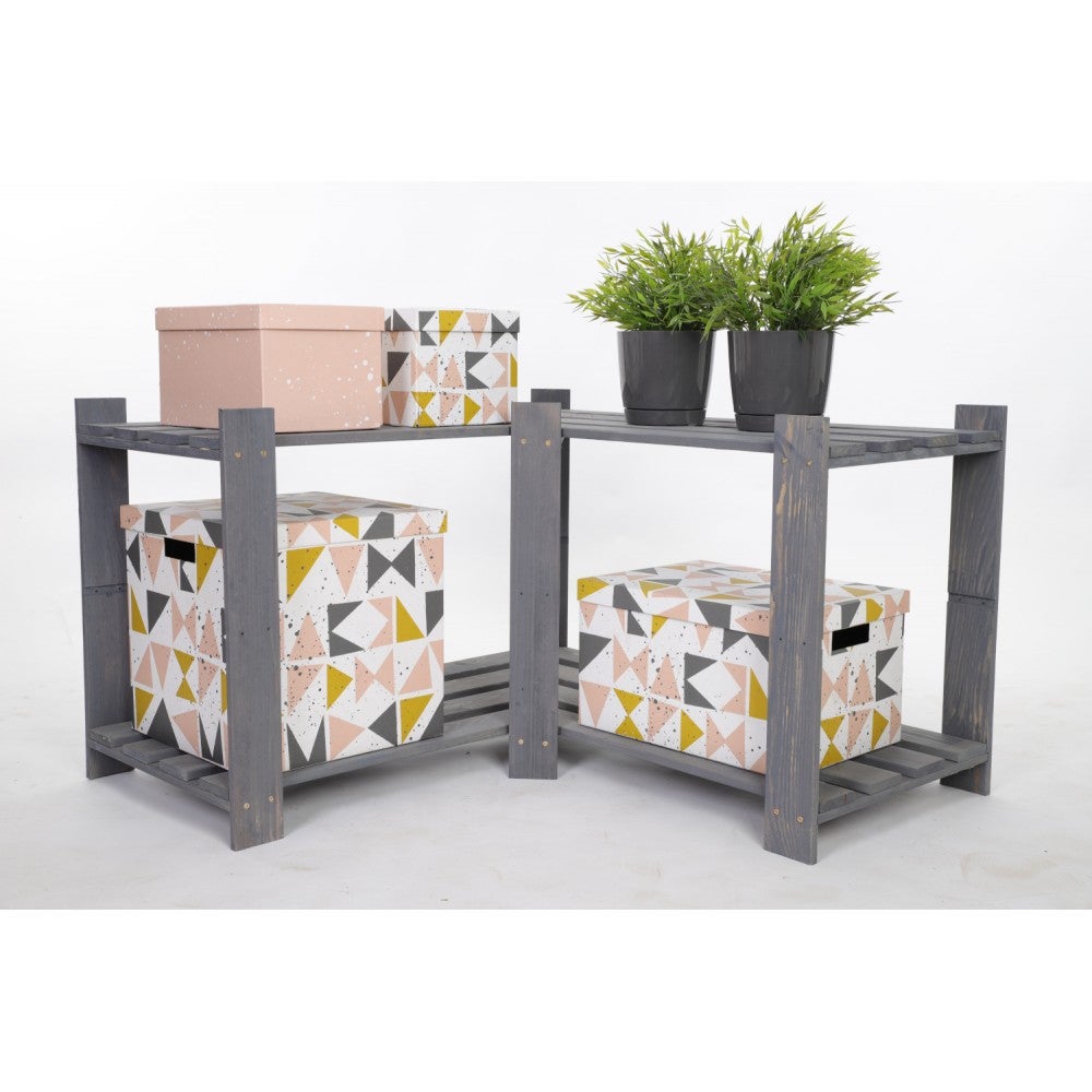 PROREGAL Hoekplank Pinepeak HxBxD 50 x 85 x 38 cm 2 Planken 1,2 cm Dik Dennenhout Grijs