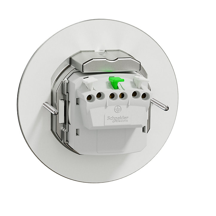 Prise de sol 2 pôles + terre ronde métal Unica System+ Schneider Electric gris