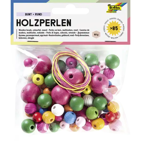 Holzperlen rund, sortiert
