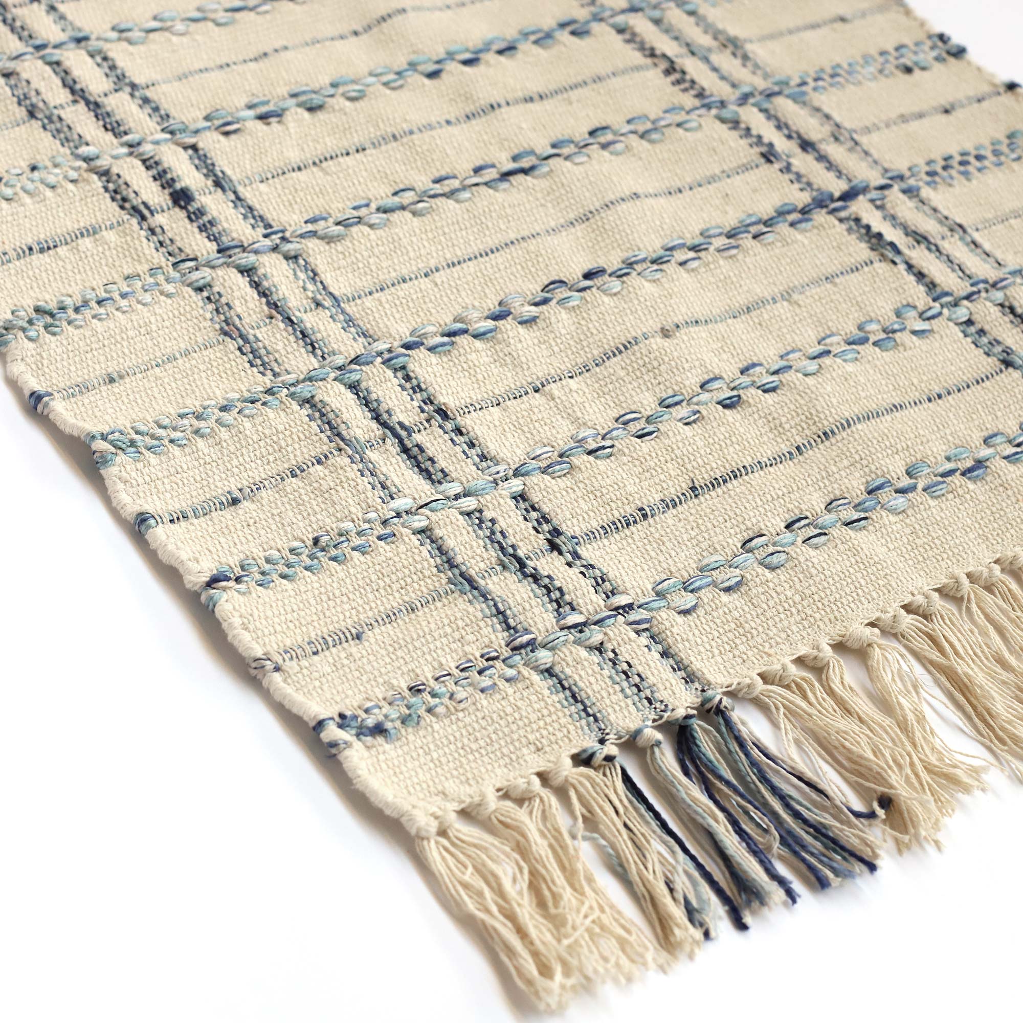 Mini-Rug 'Lysann' weiß-blau, B 90 cm, L 60 cm von fischer's lagerhaus