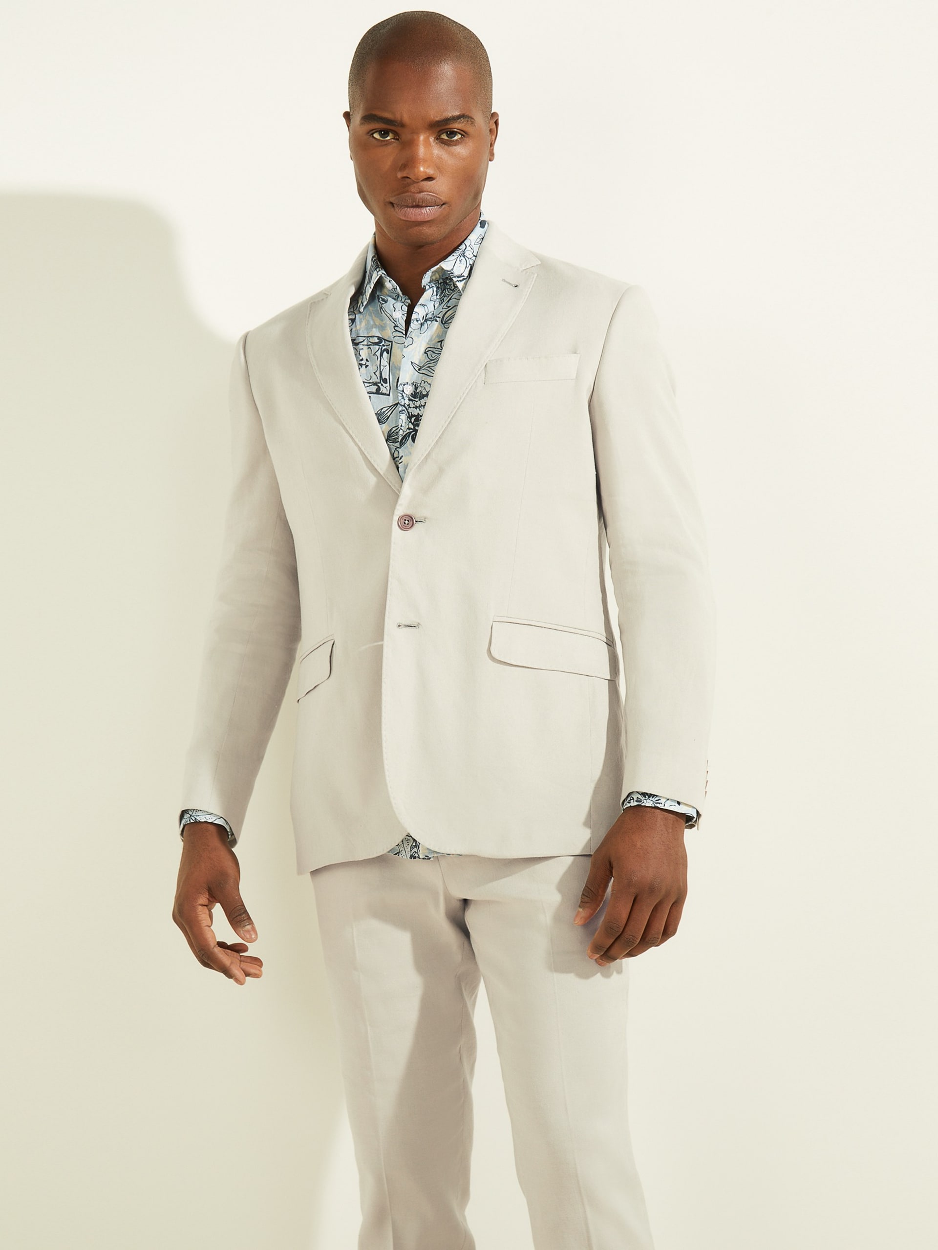 Blazer de linho misto com abotoamento simples