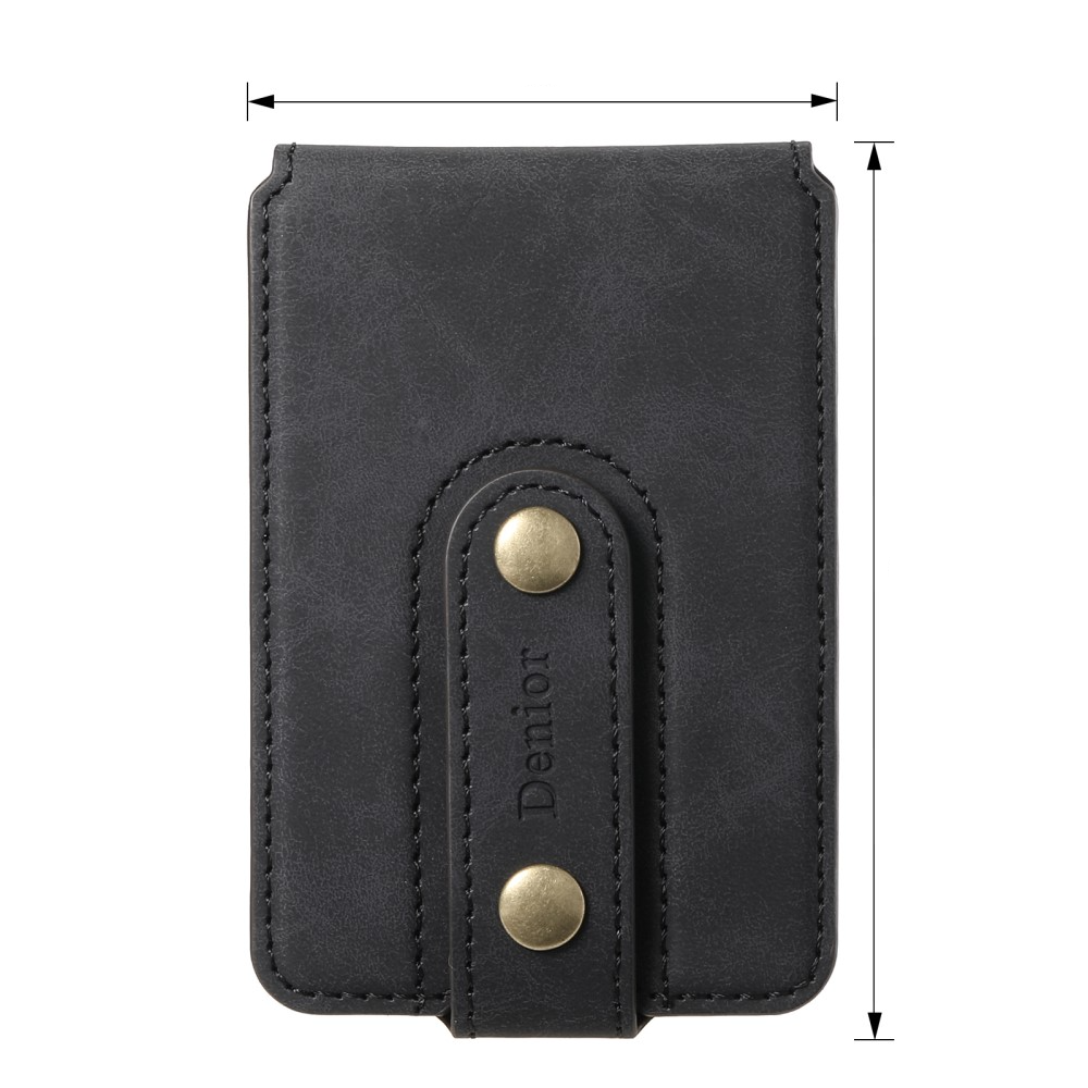 Magnetische MagSafe Leder Wallet Kreditkarten Halterung   Kickstand Aufsteller im Vintage Look - Schwarz