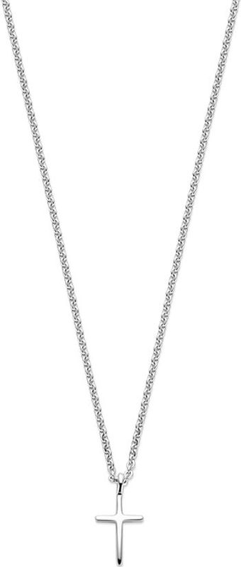 Zilver Gerhodineerde collier kruis 41 - 43 - 45 cm 1341215