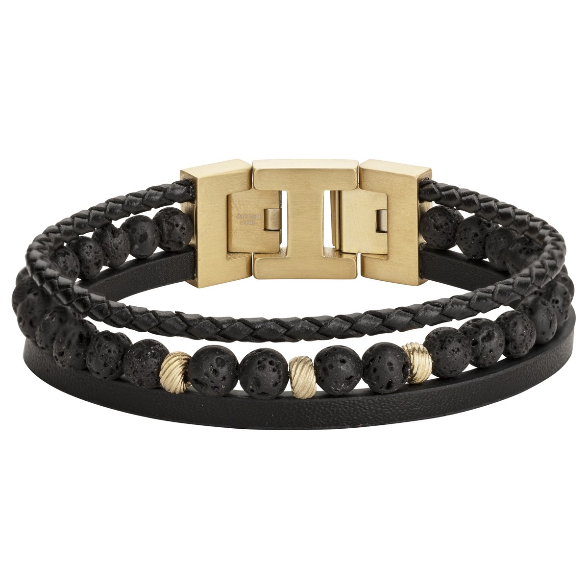 Bracelet souple Loïc en Acier 316L avec lave