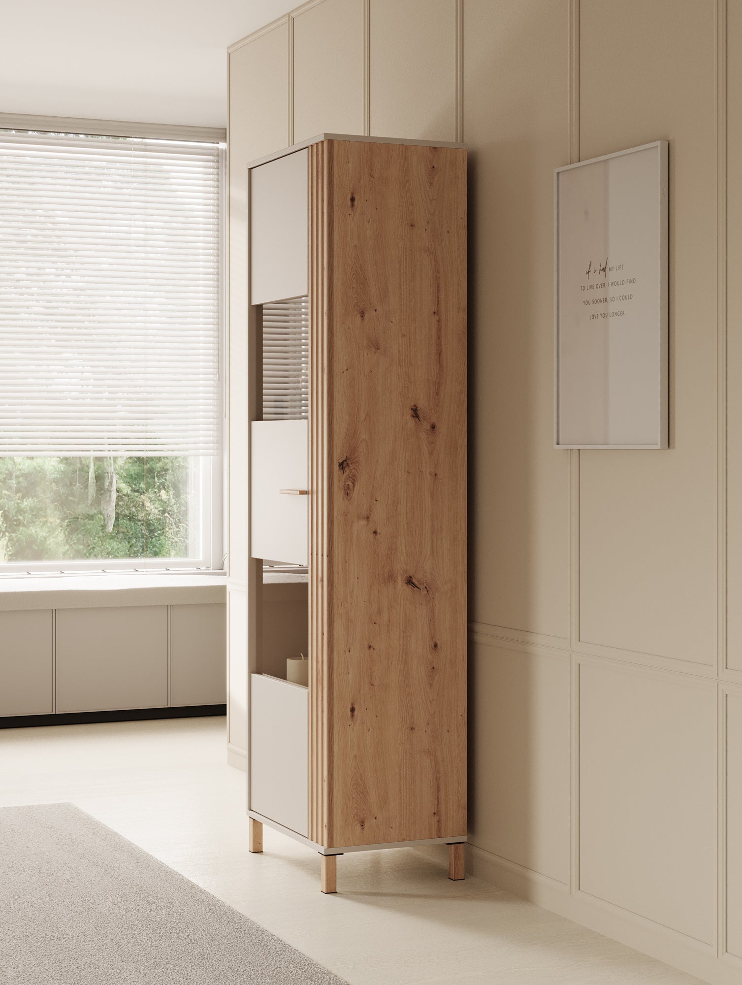 Meubella - Vitrinekast Bahia - Beige - 60 cm