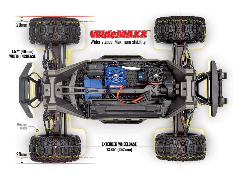 Traxxas Monster Truck WideMAXX, 4WD, Blau 1:10, ARTR Verbreiterte Version des 4WD Brushless Truck «Maxx»
