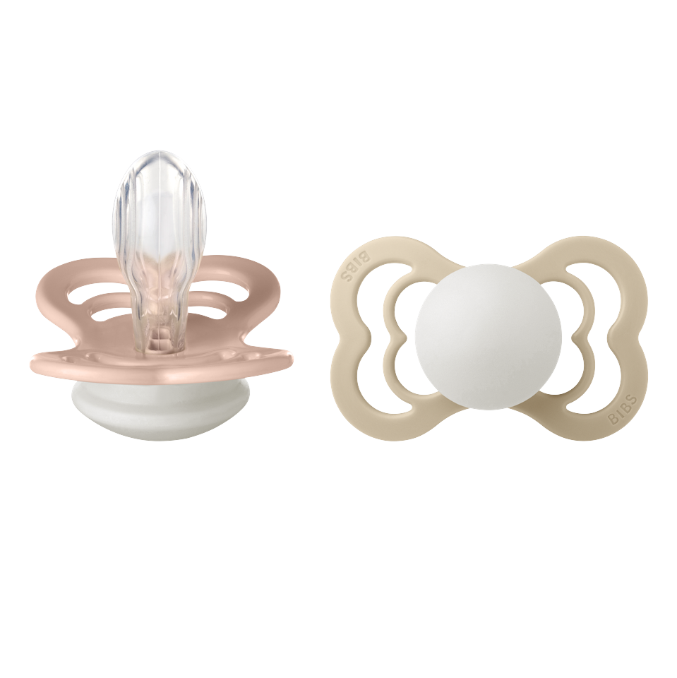 BIBS - Pacifier Supreme 2 PACK - Blush GLOW/Vanilla GLOW - Size 2