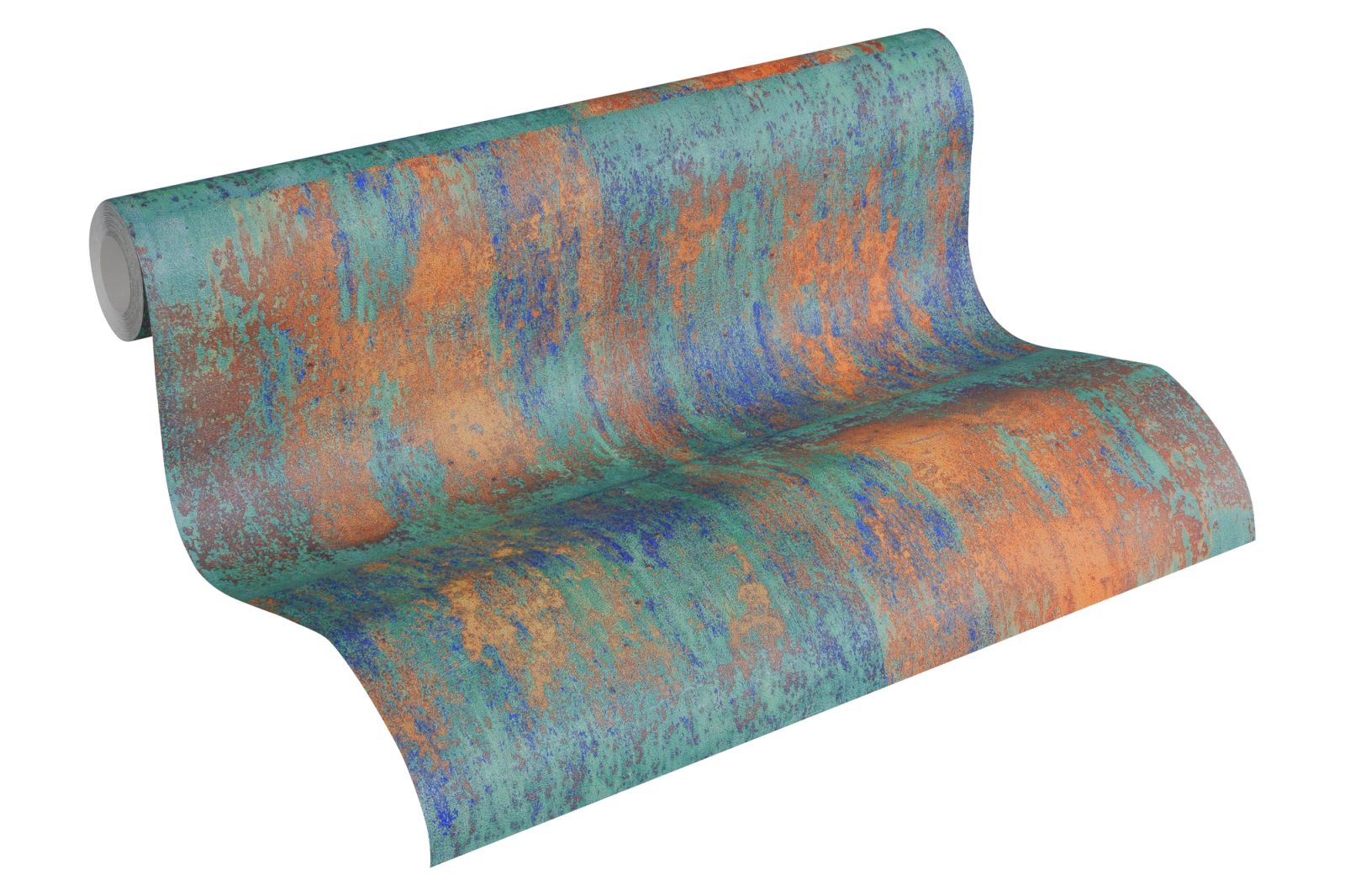Vliestapete MATERIALS - braun-blau Metallic - 10 Meter
