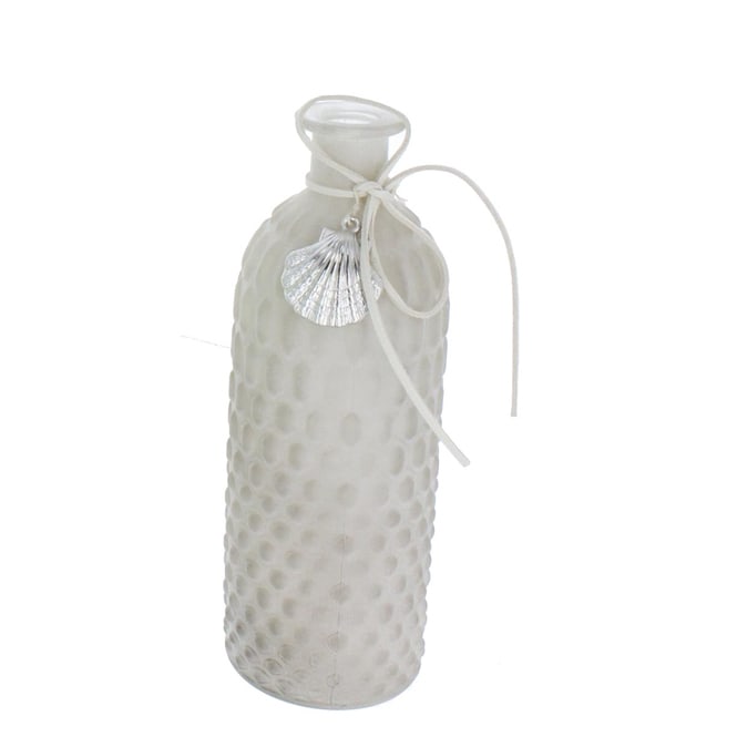 Vase mit Muschel - grau - aus Glas - ca. 7 x 20 cm