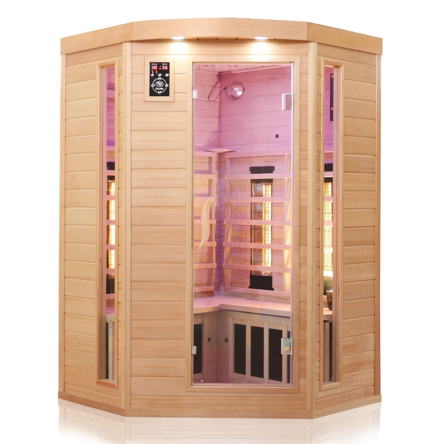 Dewello® Infrarotkabine Infrarotsauna LAKEFIELD 3 120cm x 120cm inkl. 5 Vollspektrumstrahler, 5 Karbonstrahler, 2 Personen