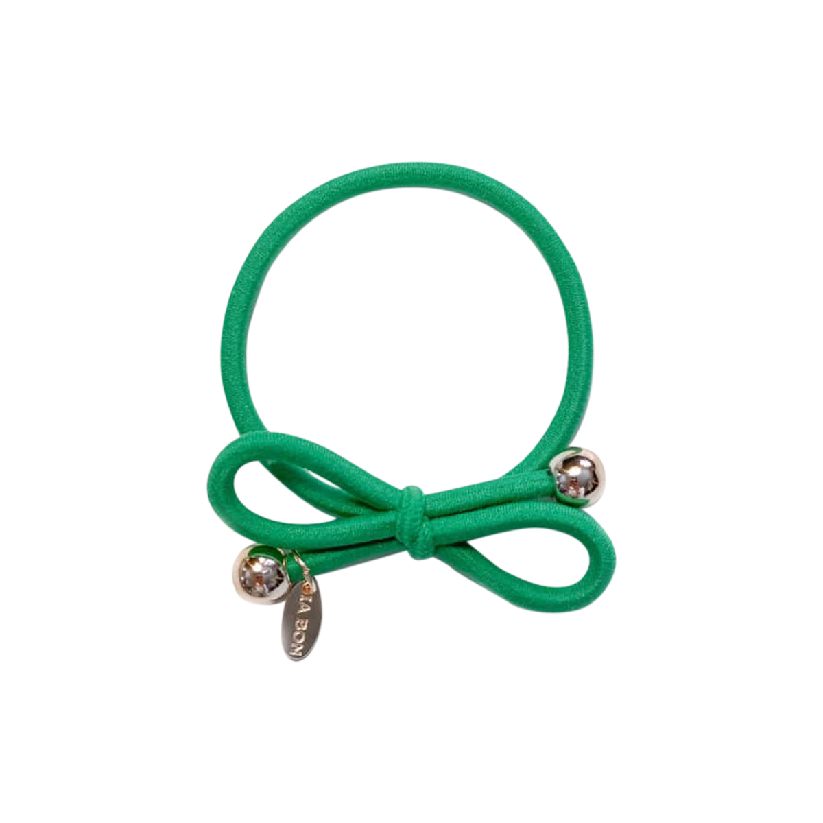 Hair Tie with Gold Bead Kelly Green