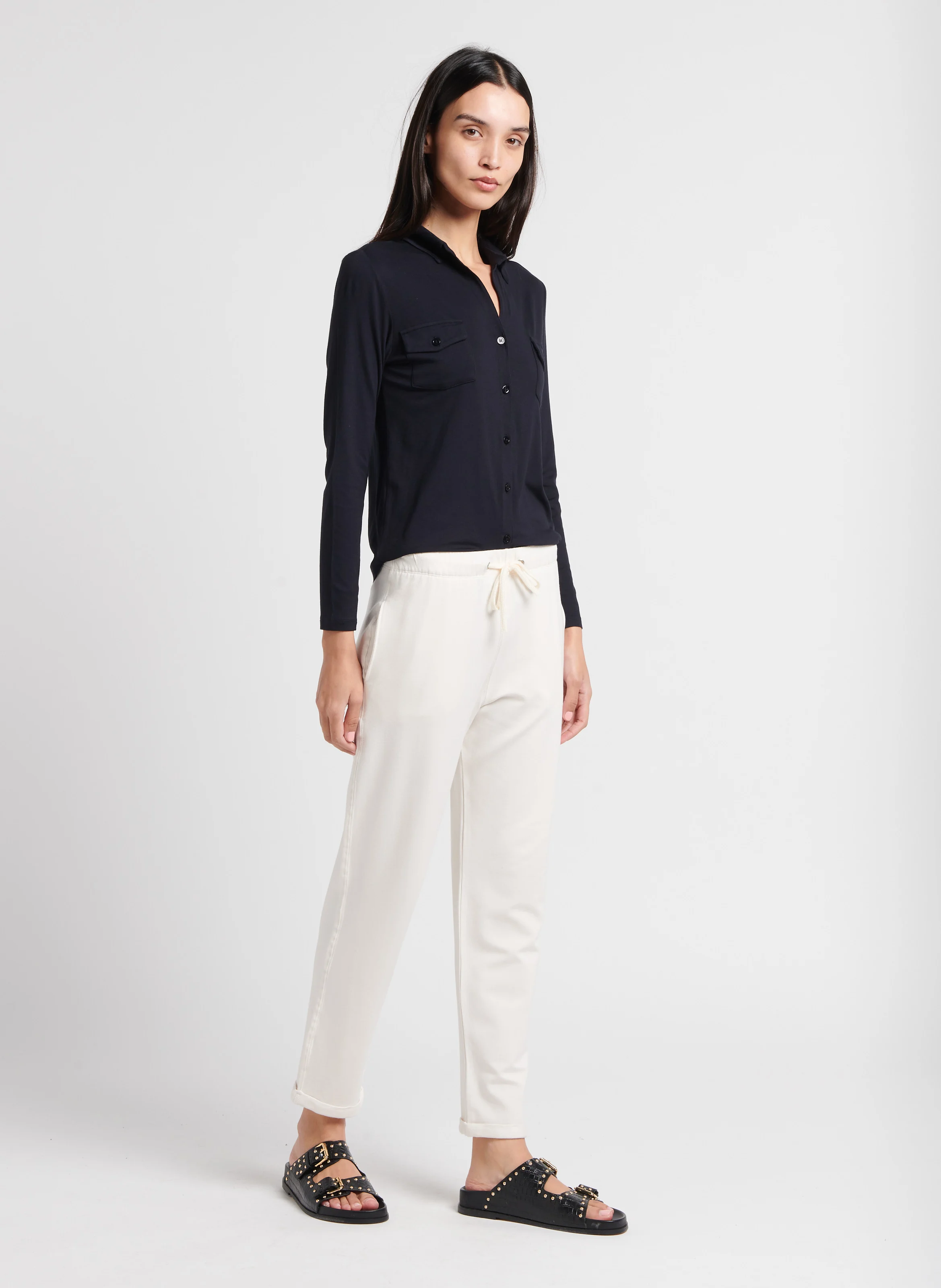 Chemise col classique stretch | Bleu