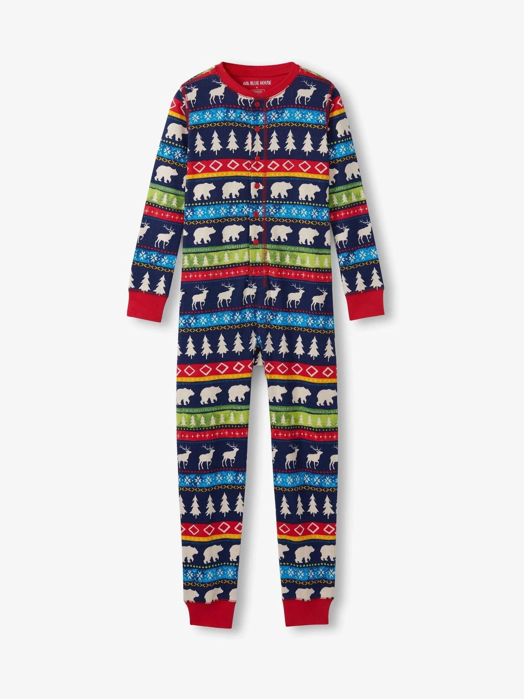 Marineblauw - Hatley Fair Isle Christmas All-In-One