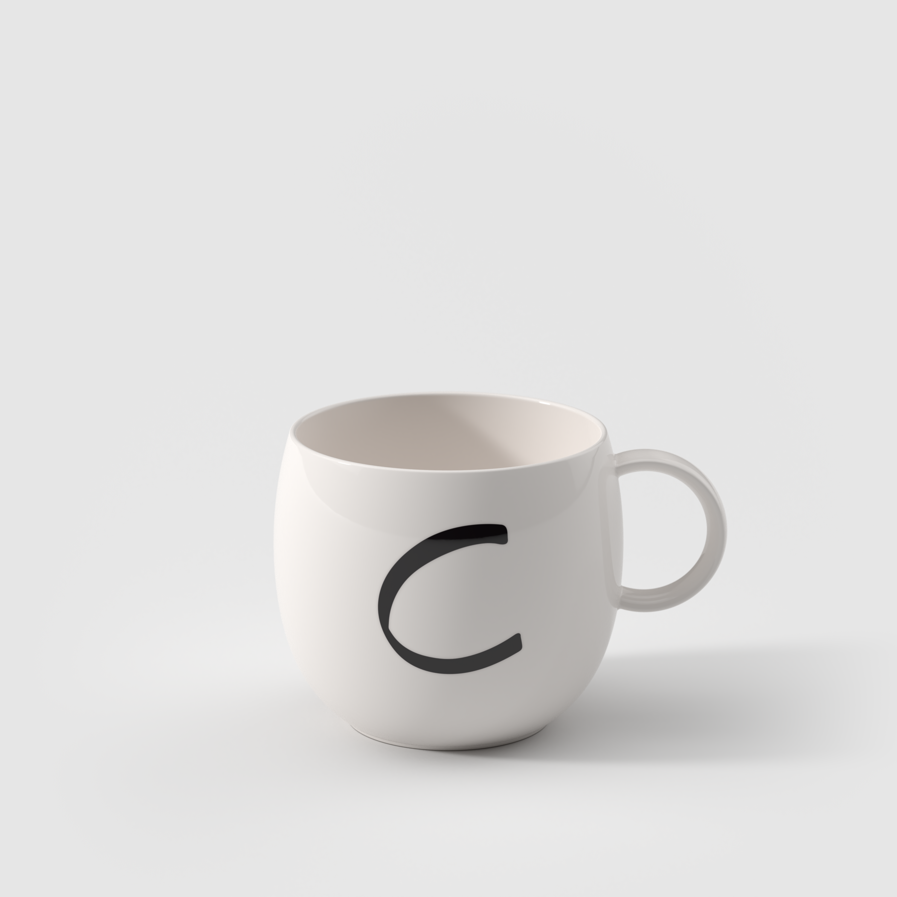Letters Mug White, 9.9 oz, Premium Porcelain