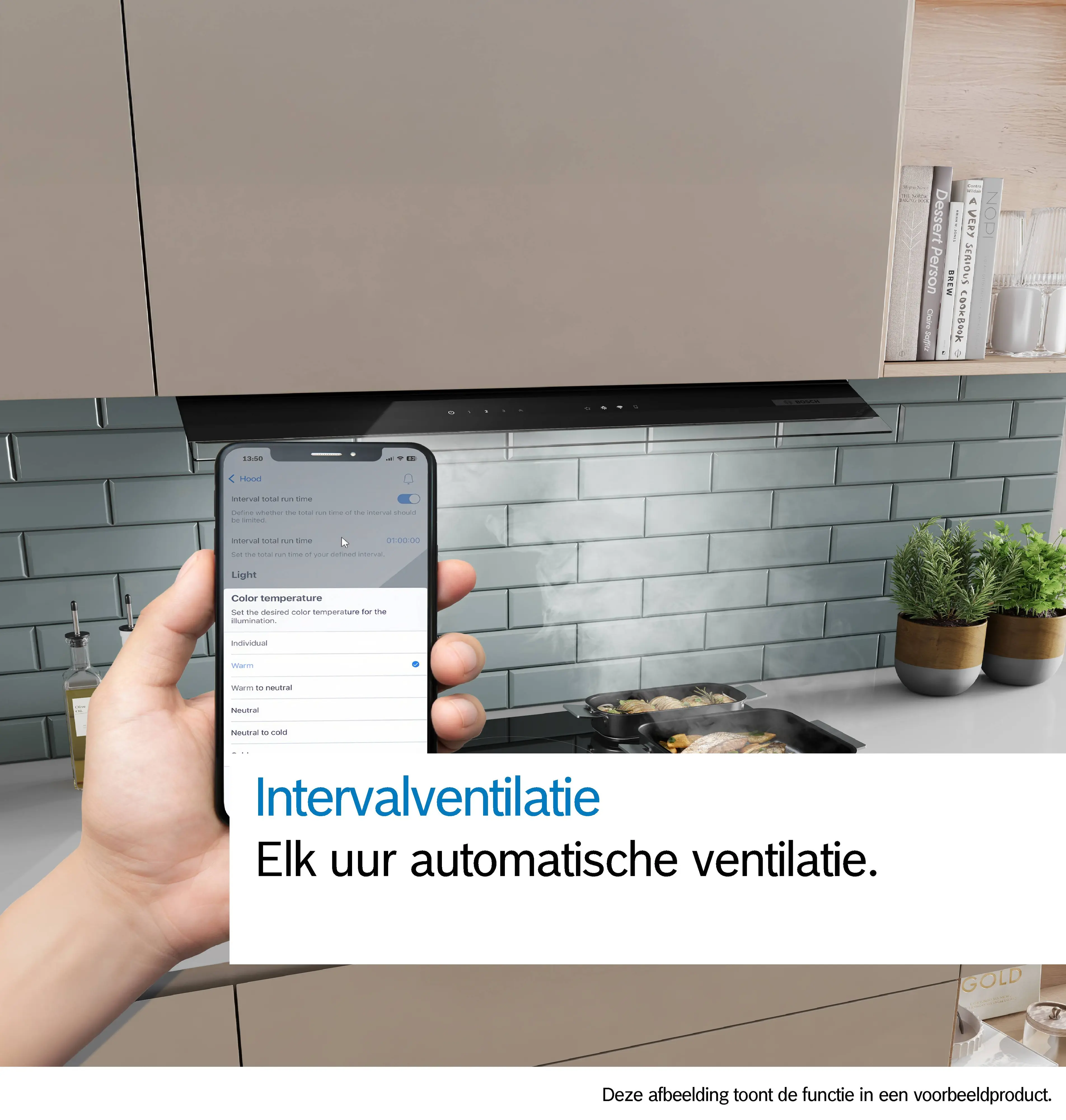 Serie 6 Geïntegreerde blokdesign schouwkap 60 cm zwart glas, Matzwart