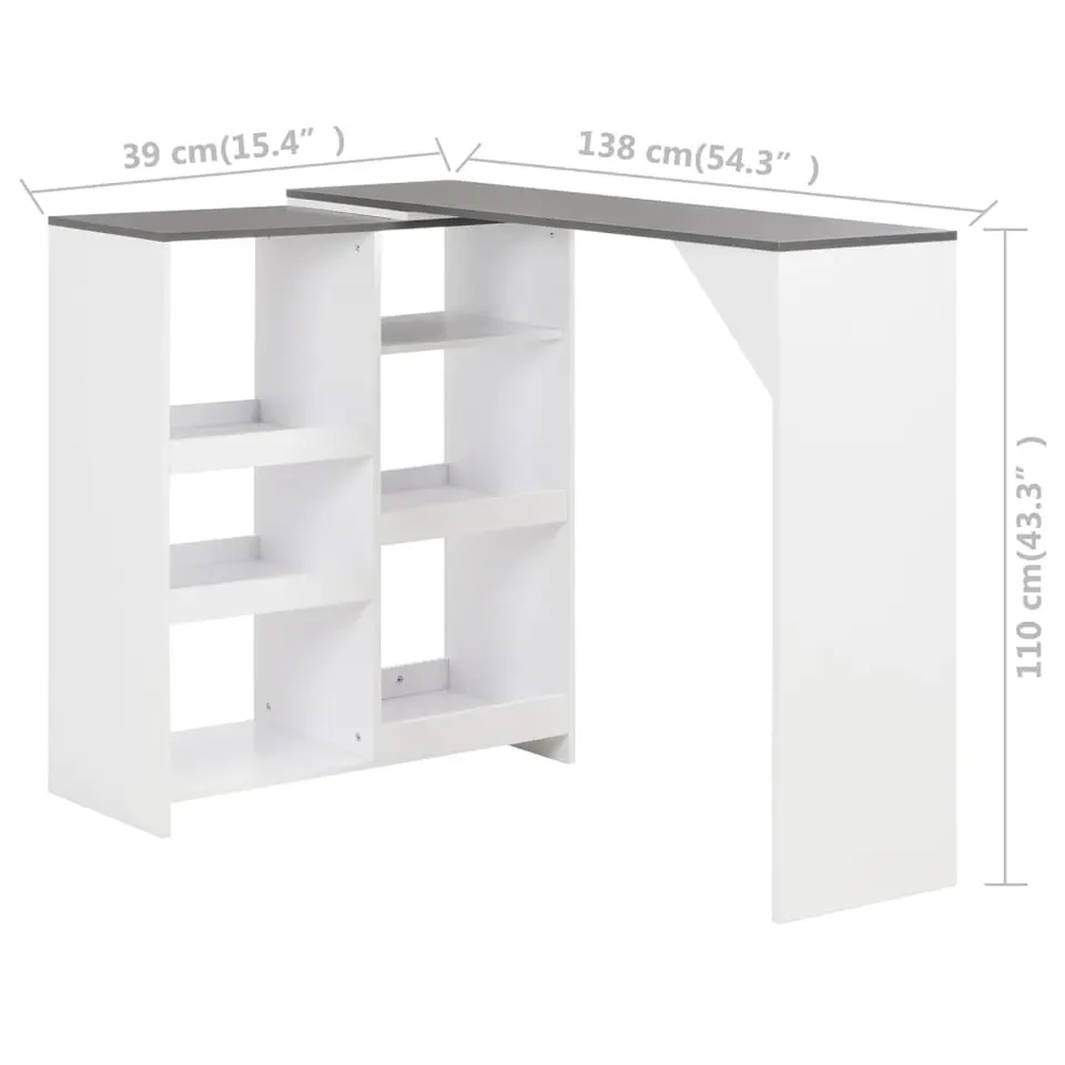 vidaXL - Bartafel - Wit - Bewerkt hout