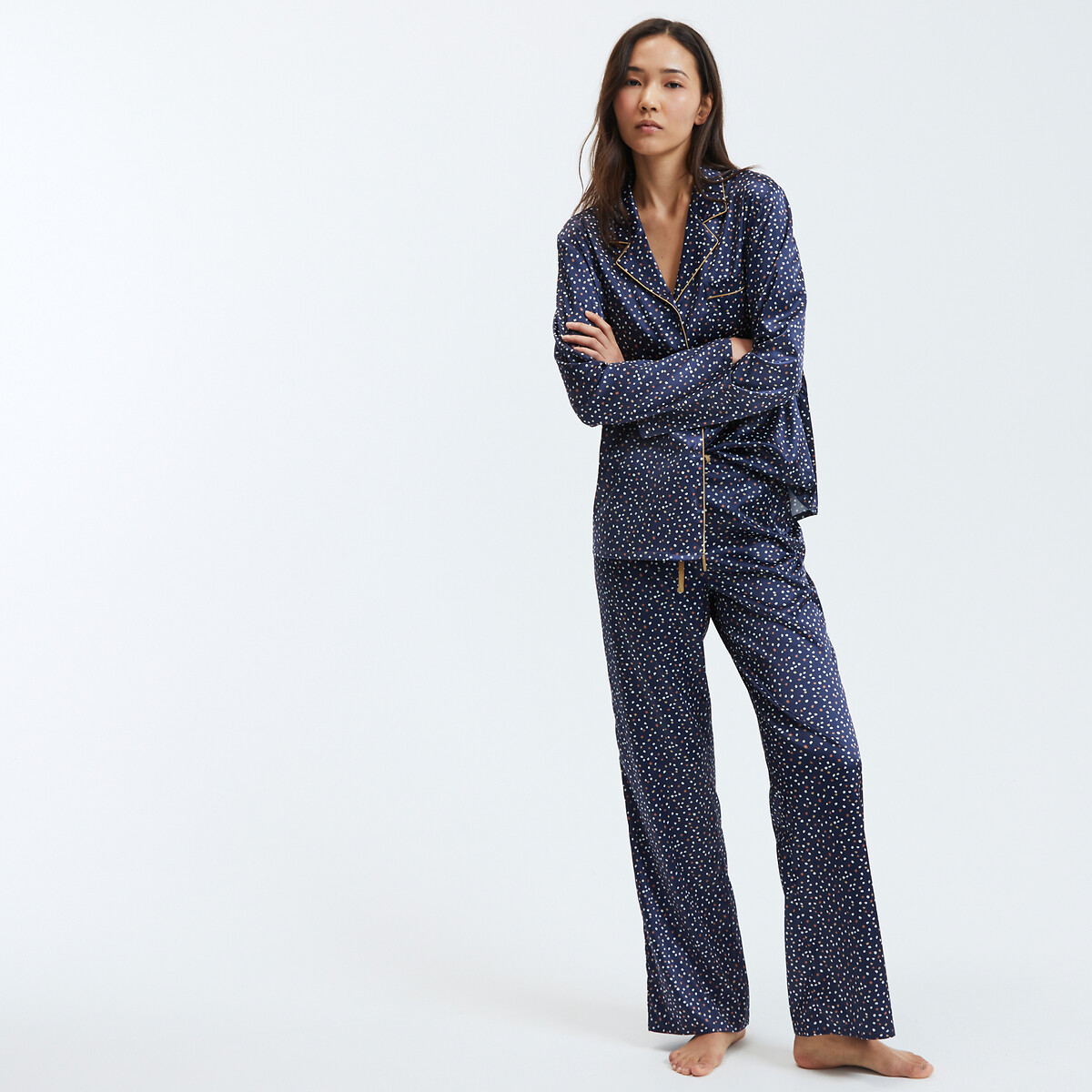 COLEÇÕES LA REDOUTE<br>Pijama de cetim, estampado de bolinhas