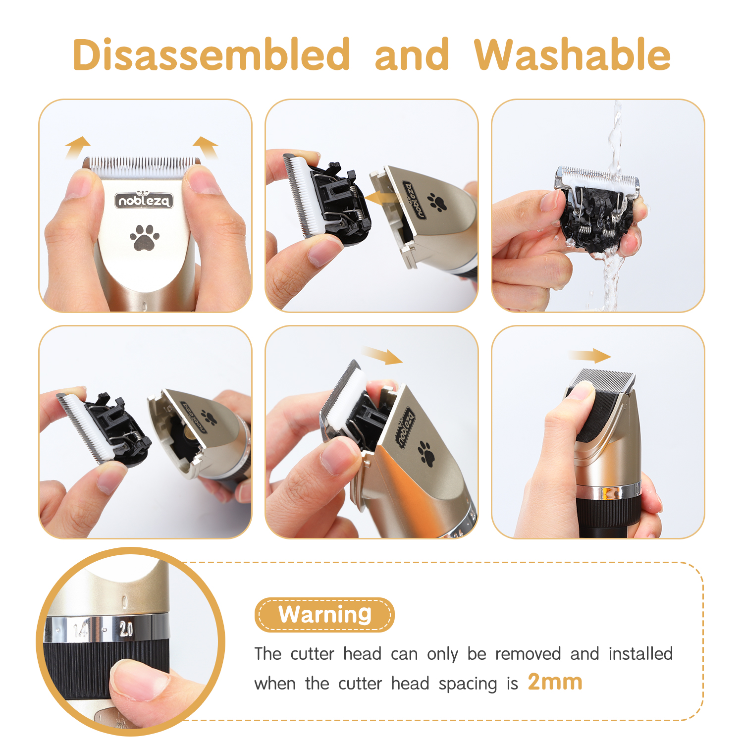 Nobleza - Conjunto de Máquina de Tosar Cães Profissional, Aparador de Pelos Sem Fio e Recarregável para Animais de Estimação de Pequeno, Médio e Grande Porte, 2 Velocidades Ajustáveis, Inclui Tesoura e Pente