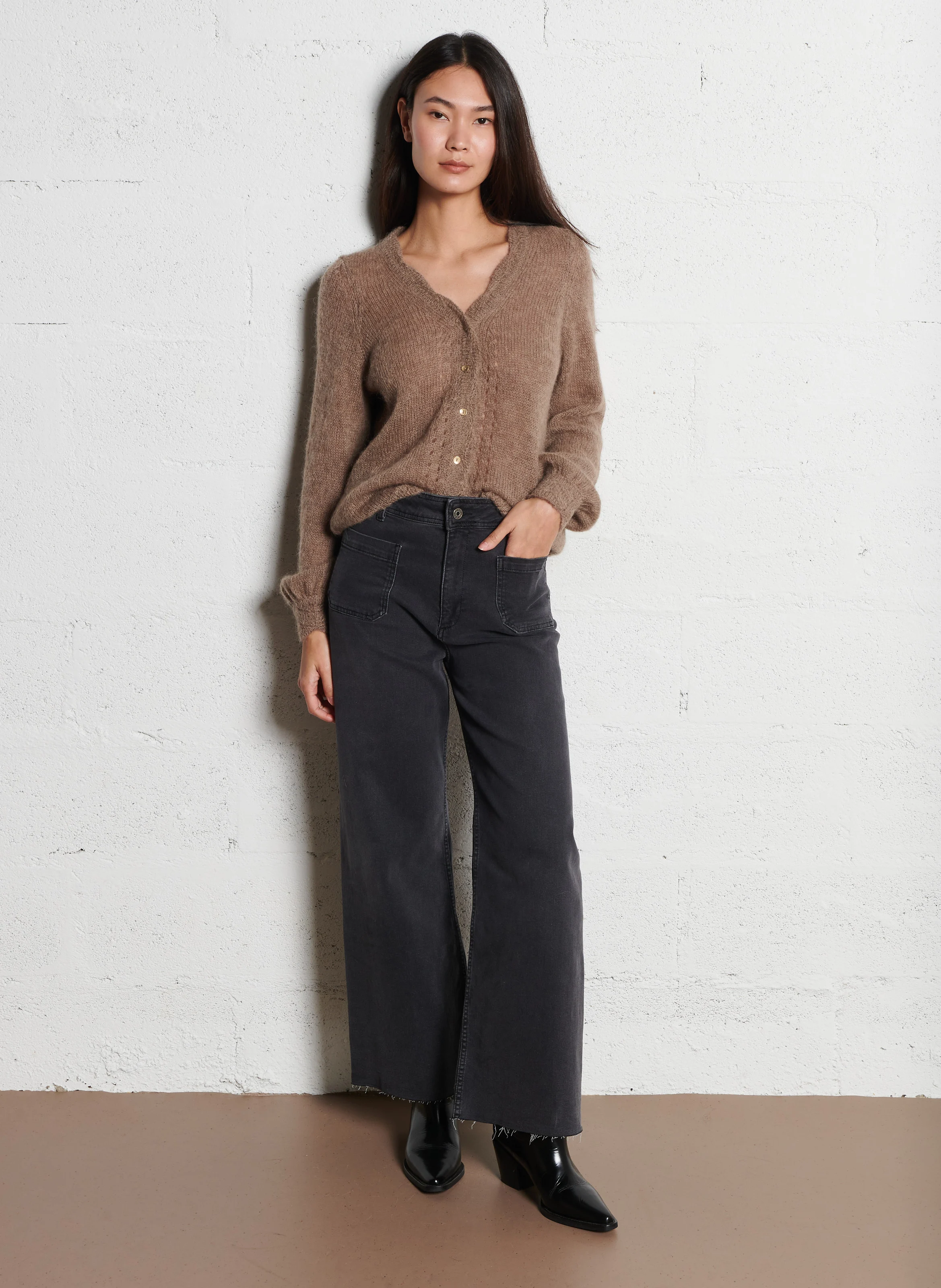 GIGI - Jean boot-cut en coton mélangé | Noir