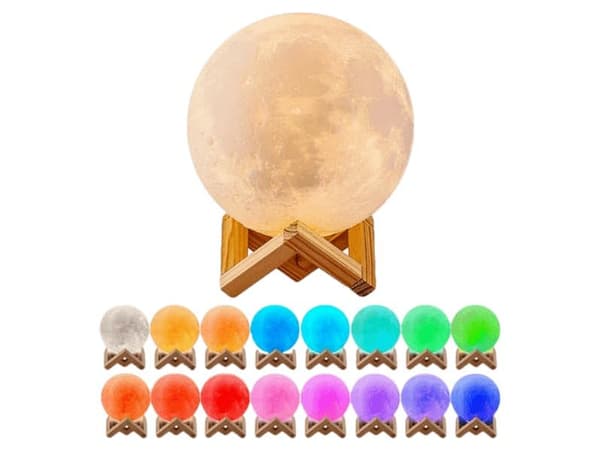 3D LED månelys / nattlys med stativ - 15 cm