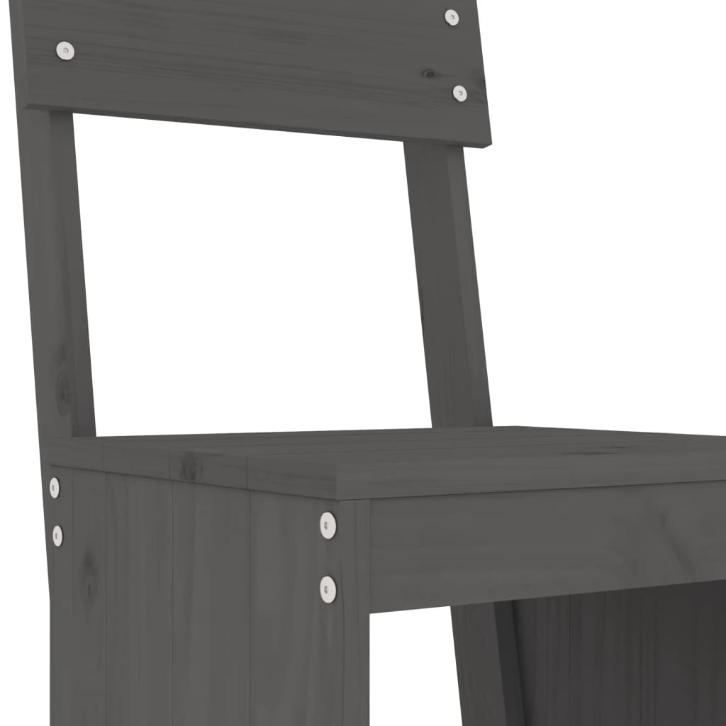 Ensemble de bar de jardin 5 pcs gris bois de pin massif