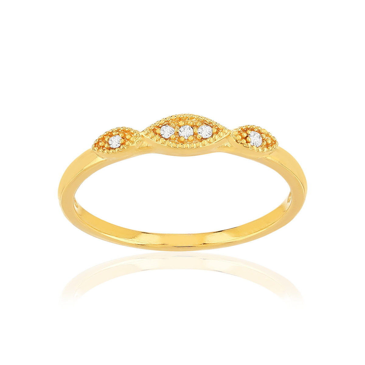 Bague plaqué or jaune zircons