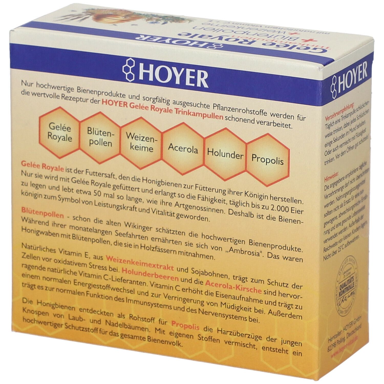 Hoyer Gelée Royale mit Blütenpollen und Weizenkeimen
