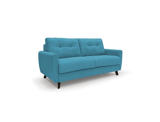 DIVANI.STORE - Canapé lit callisto en tissu imperméable bleu ciel 3 places