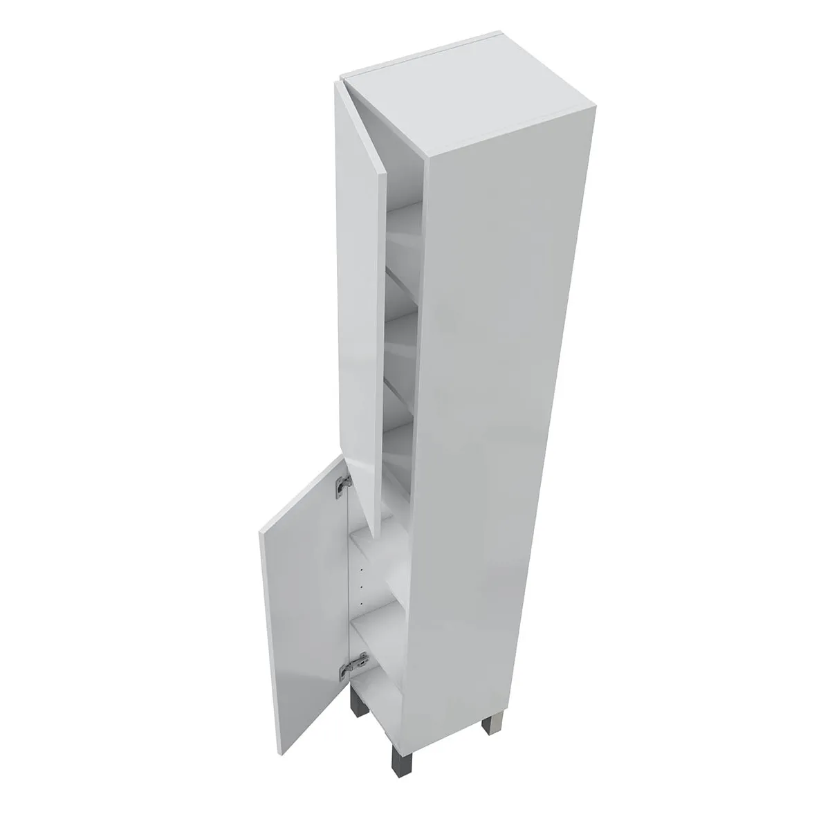 Pegane Colonne salle de bain - Blanc - 2 portes sans poignée