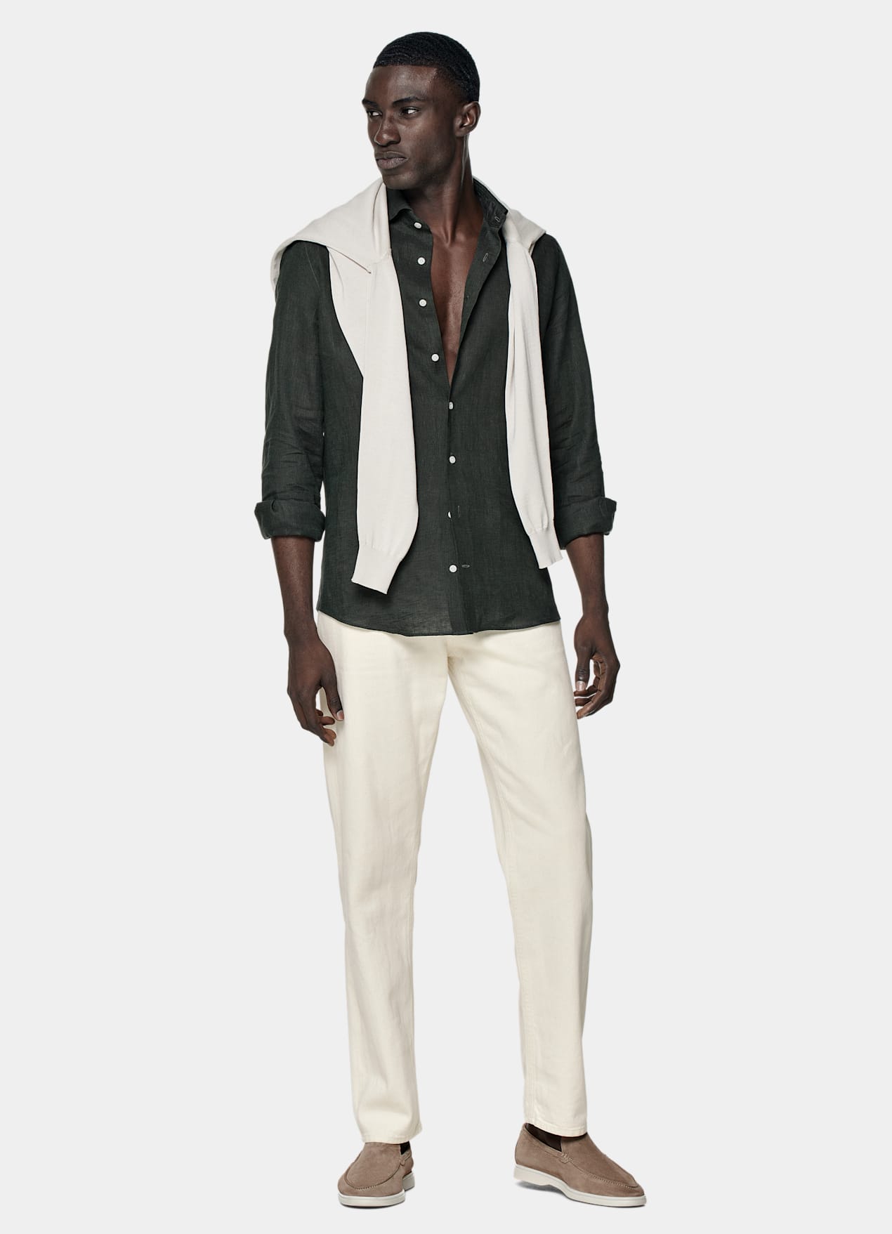 Chemise coupe ajustée vert foncé