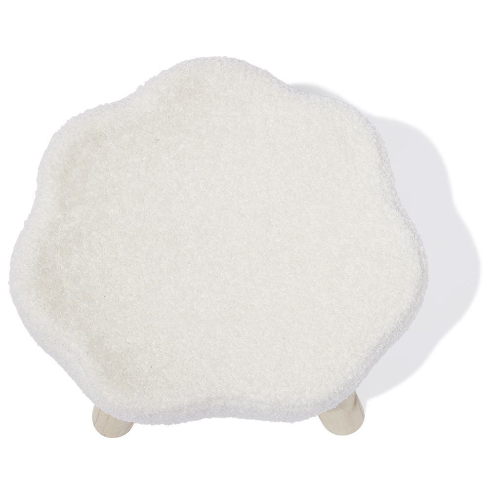 Pouf décor nuage laine bouclée Blanc -  36x30xH33cm