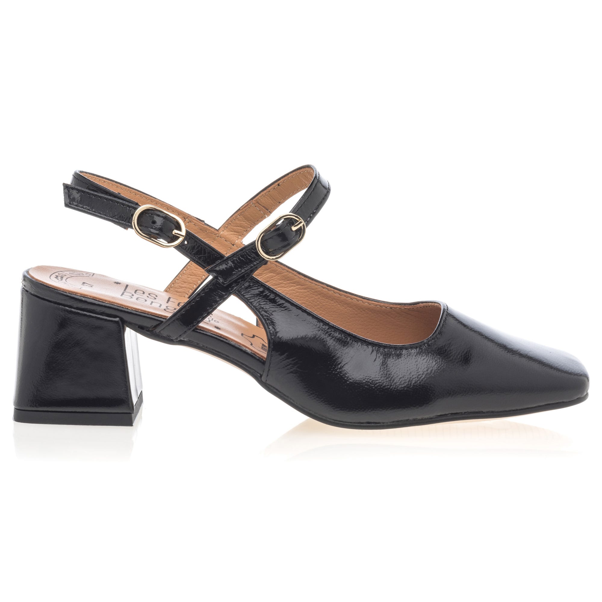 Escarpins avec bride arrière à talon Femme en cuir noir