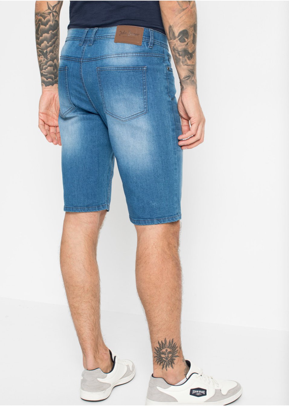 Bermuda en jean extensible avec entrejambe renforcé, Regular Fit